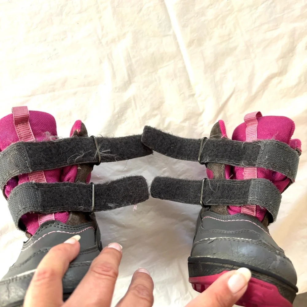 Timberland SnowBoots Fleece lined Gray Pink SZ 10.5 Used but decent condition